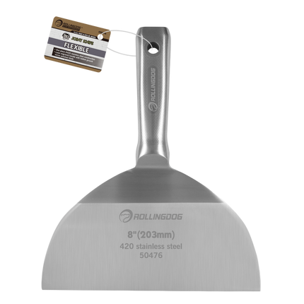 Professional drywall joint knife with mirror-polished stainless steel blade