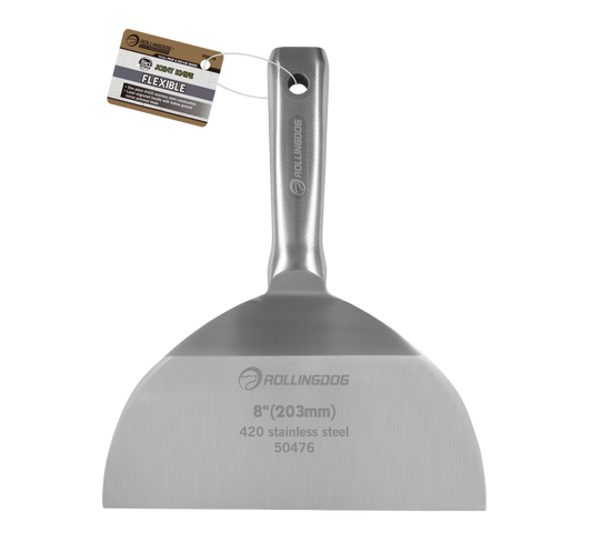 Professional drywall joint knife with mirror-polished stainless steel blade