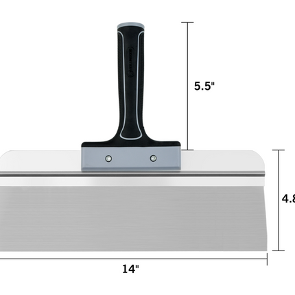 50502-Close-up of 13-inch taping knife with aluminum blade clip and stainless steel blade