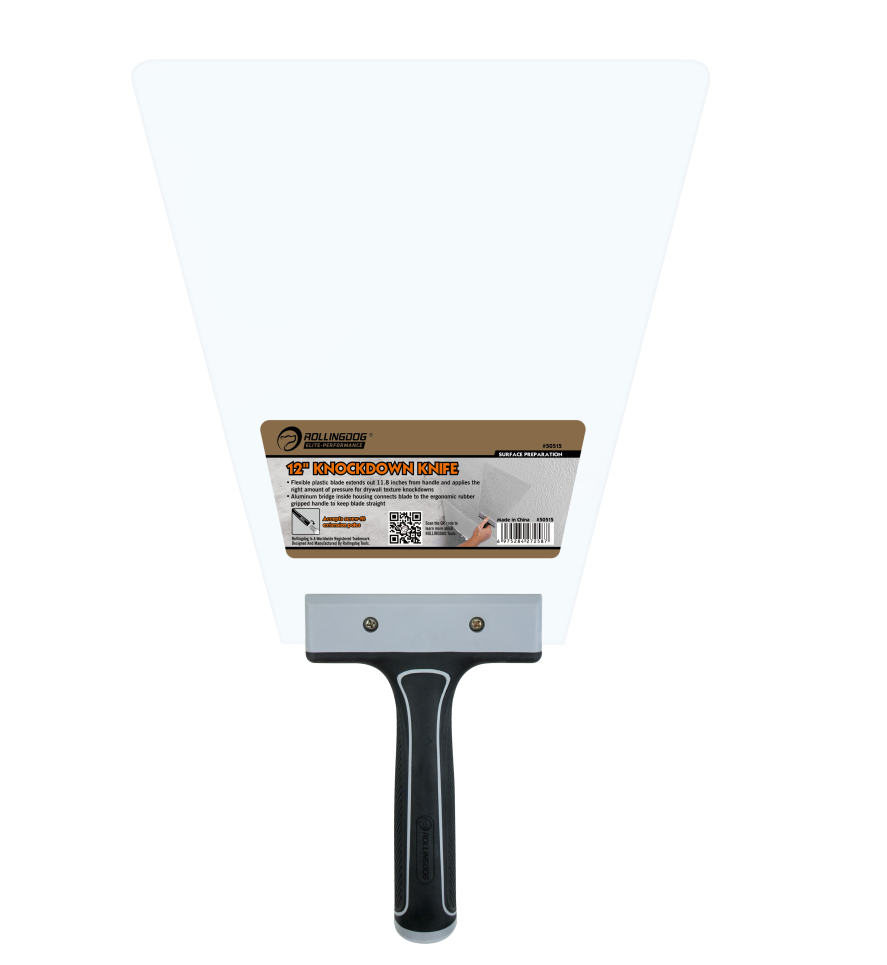 Knockdown knife with aluminum bridge and 12 inch flexible blade for drywall finishing