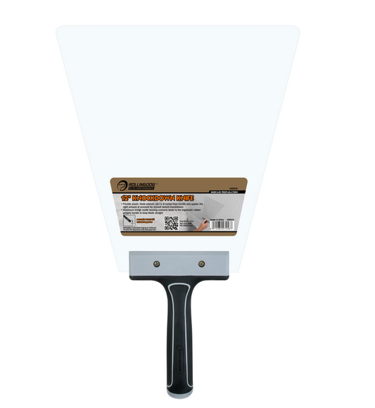 Knockdown knife with aluminum bridge and 12 inch flexible blade for drywall finishing