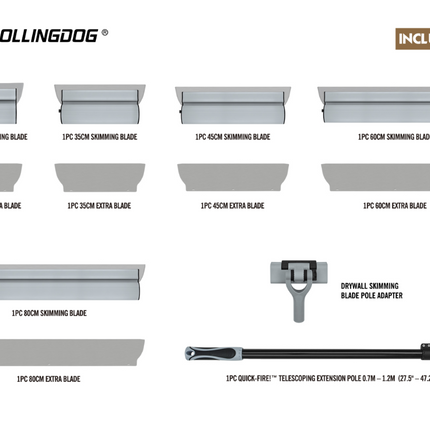 50529-professional drywall tools, wall finishing kit, plaster smoothing blades, drywall finishing tools, skimming blade set with case