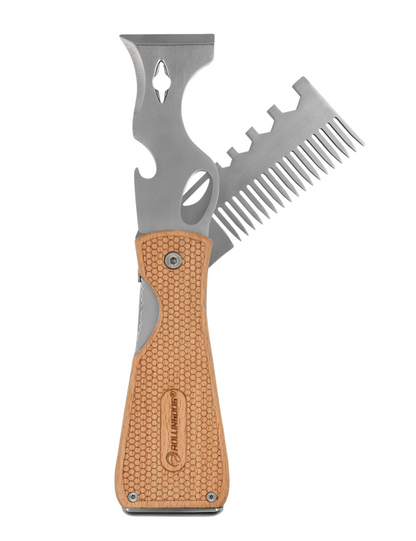 DOBERMAN™ 14 in 1 Multi-Tool with Folding Blade, Belt Clip, Beech Wood Handle & Stainless Steel Build