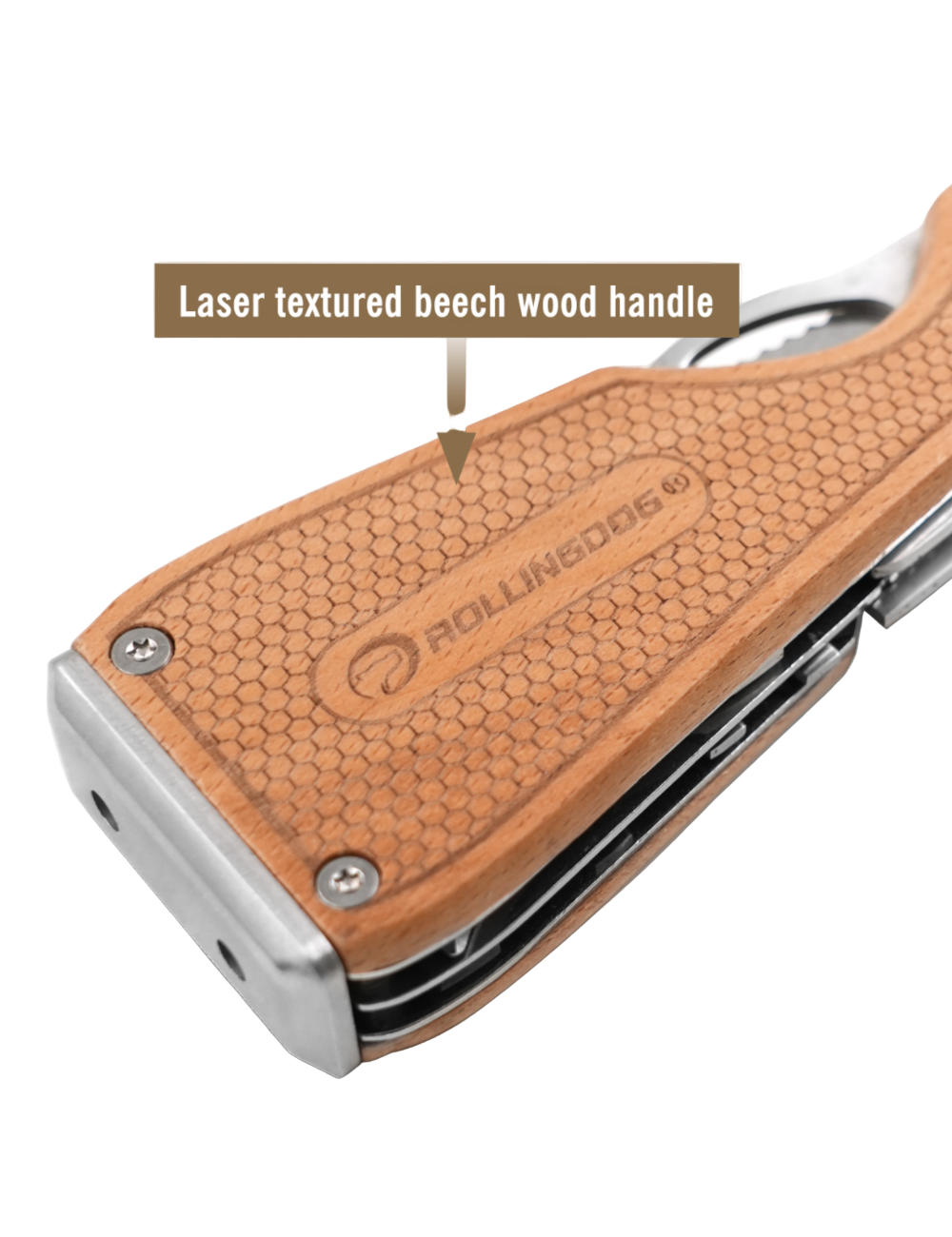 50531-Beech wood handle of DOBERMAN Multi-Tool providing comfortable grip for painters and DIY applications