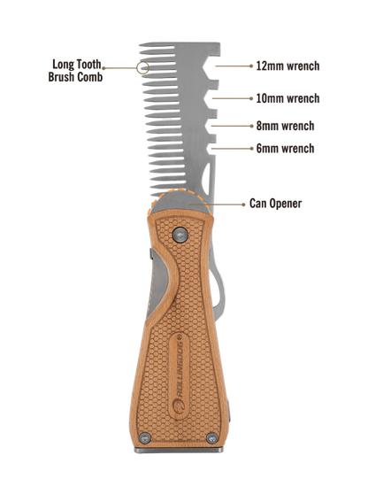 Close-up of DOBERMAN Multi-Tool showing folding blade, ideal for paint prep and detail work