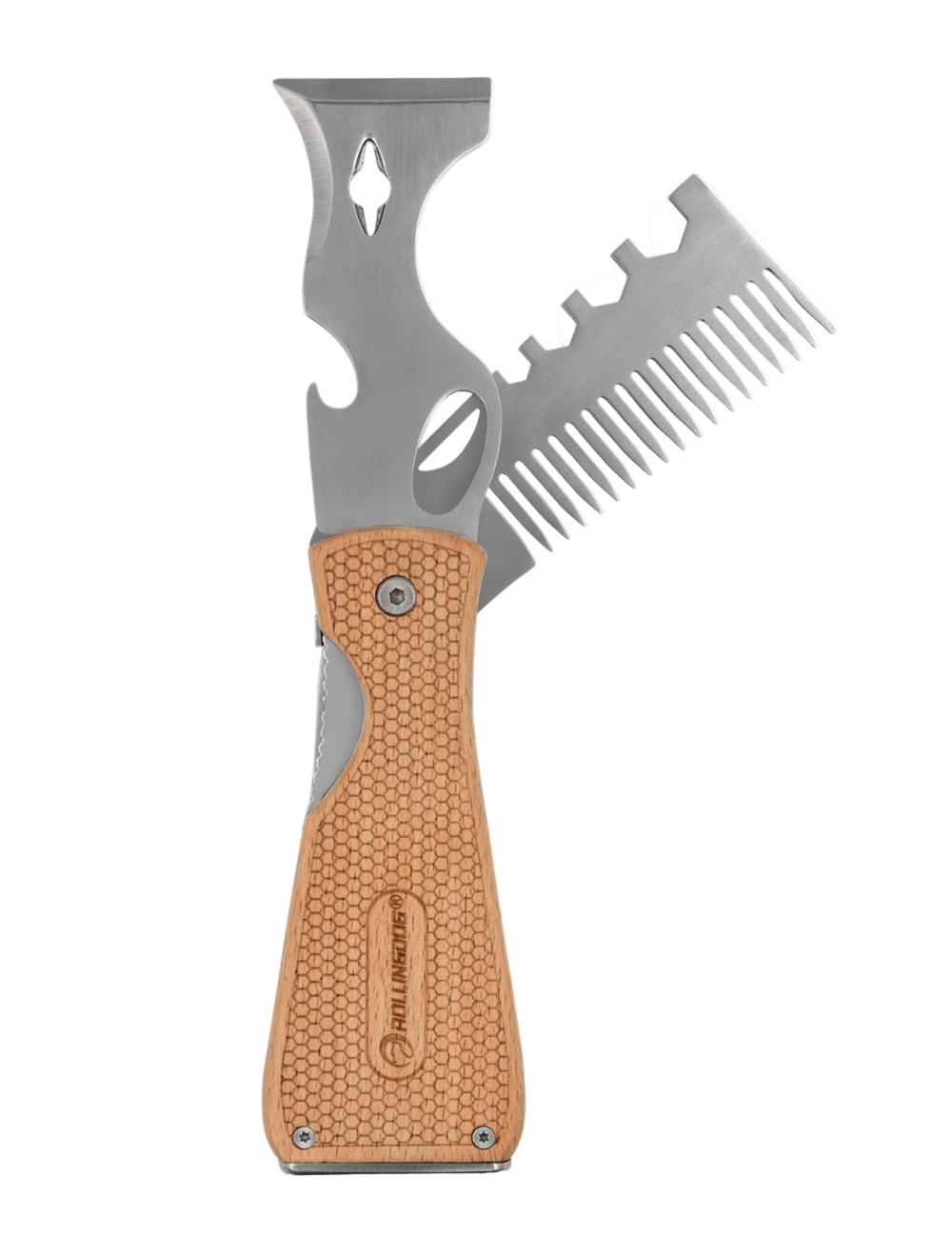 50531-DOBERMAN 14 in 1 Multi-Tool stainless steel with beech wood handle