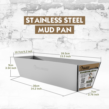 stainless steel mud pan, drywall compound pan, joint compound pan, RollingDog