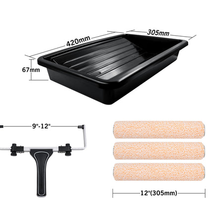 70004-dimensions for Adjustable 12 inch paint roller frame with aluminum handle