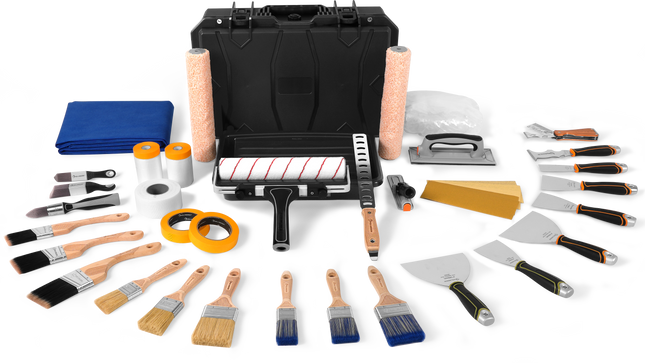 47PC Wall Decorator’s Tool Box – Complete Painting, Prep & Finishing Kit