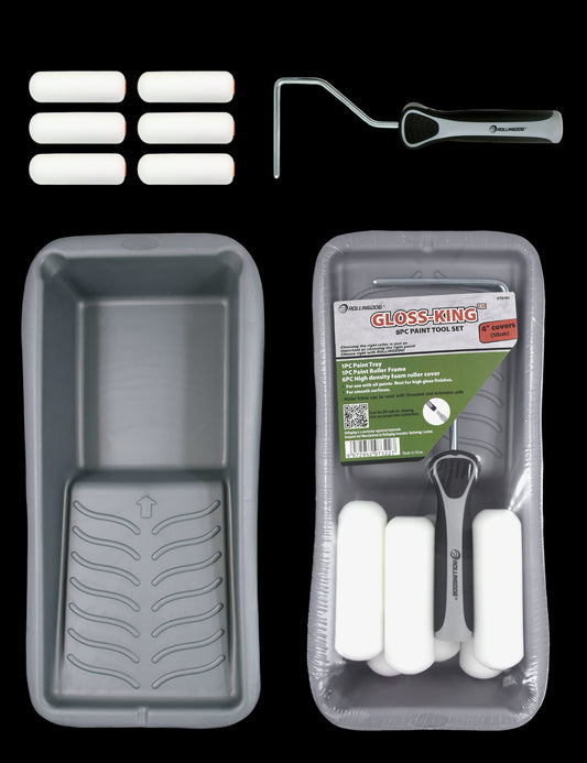 70191-GLOSS KING 8PC paint tool set with foam rollers, tray, and frame