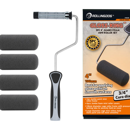 Juego de 5 mini rodillos de espuma jumbo de 4"