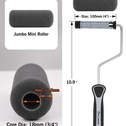 70278-Close-up of 4-inch jumbo foam mini roller frame with foam cover