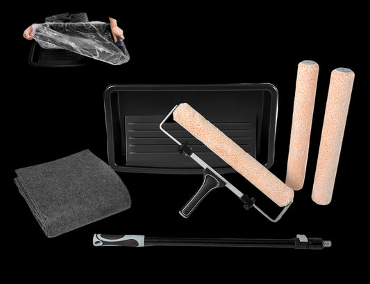 70287-118-inch professional paint roller kit angled view with accessories
