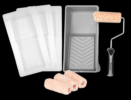 70290-SUPER-MICRO 9PC Jumbo Mini Roller Set with frame, tray, and liners