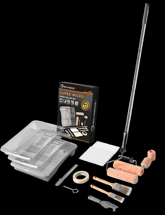 70292-SUPER-MICRO 18PC complete paint roller set with brushes, tray, and accessories