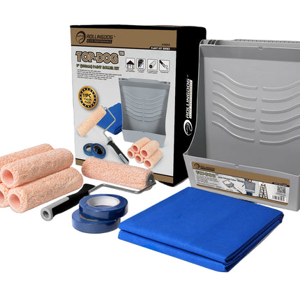 70293-19 inch 11 piece paint roller kit with tray, frame, roller covers, tape, and drop cloth
