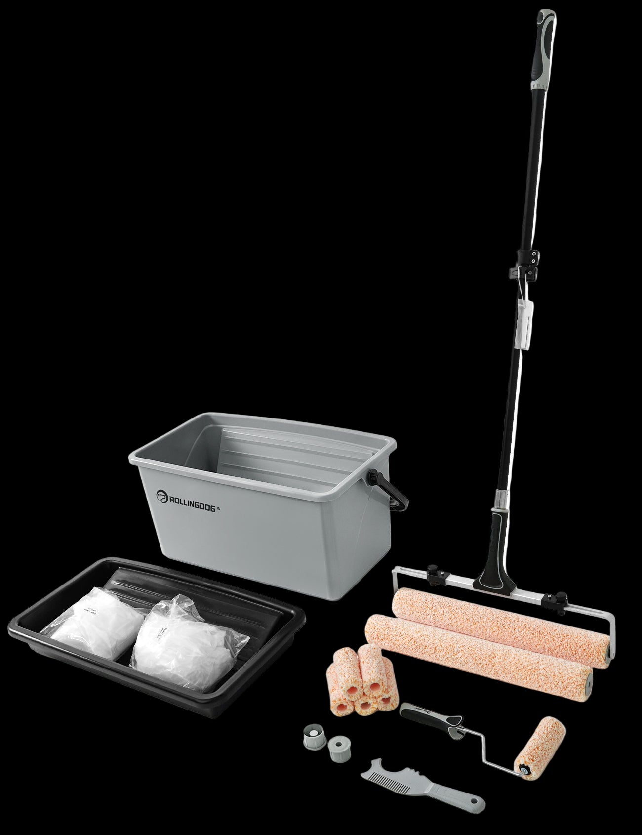 70294-Premium 20-piece 18 inch paint roller set with bucket and extension pole