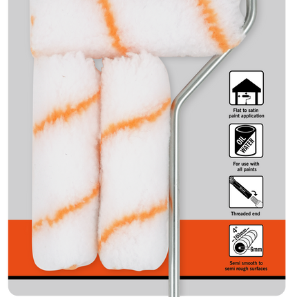 7-piece paint roller set with handle on a white background