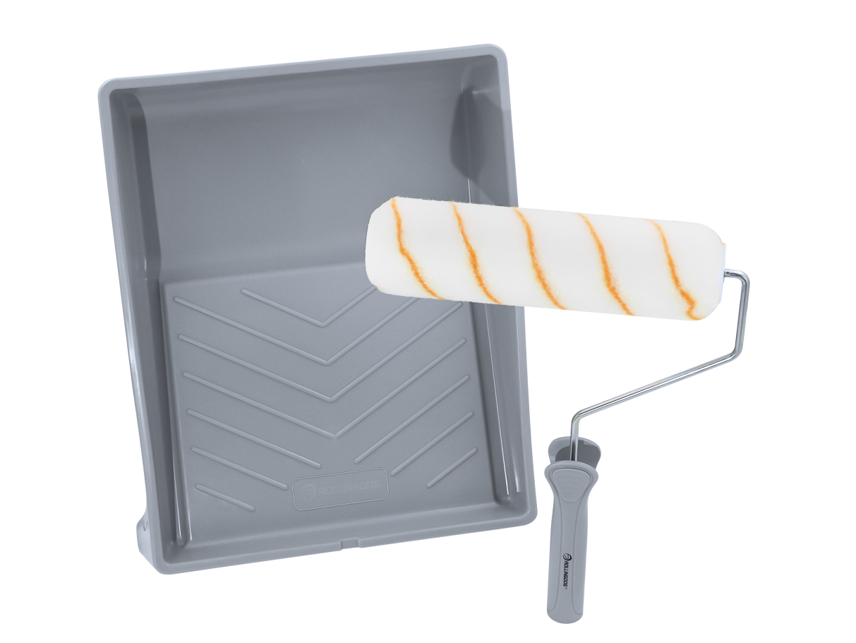Durable 9 inch paint roller frame with polyester roller and tray