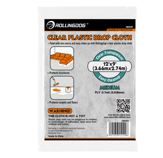12' Clear Plastic Drop Cloth