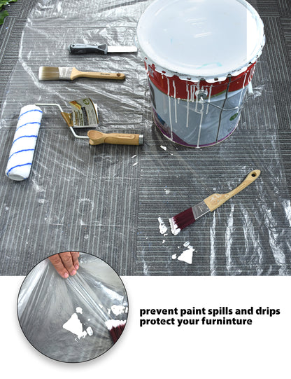 80261-Pre-taped masking film protecting furniture during wall painting