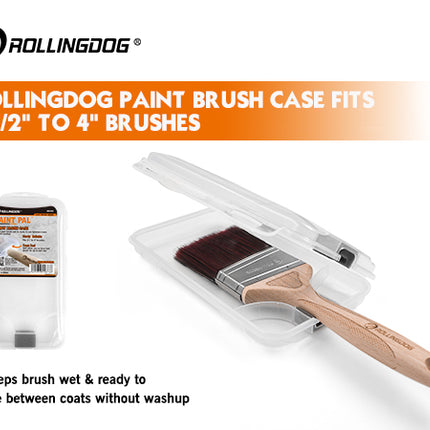 RollingDog paint brush case with a paint brush and packaging on a white background