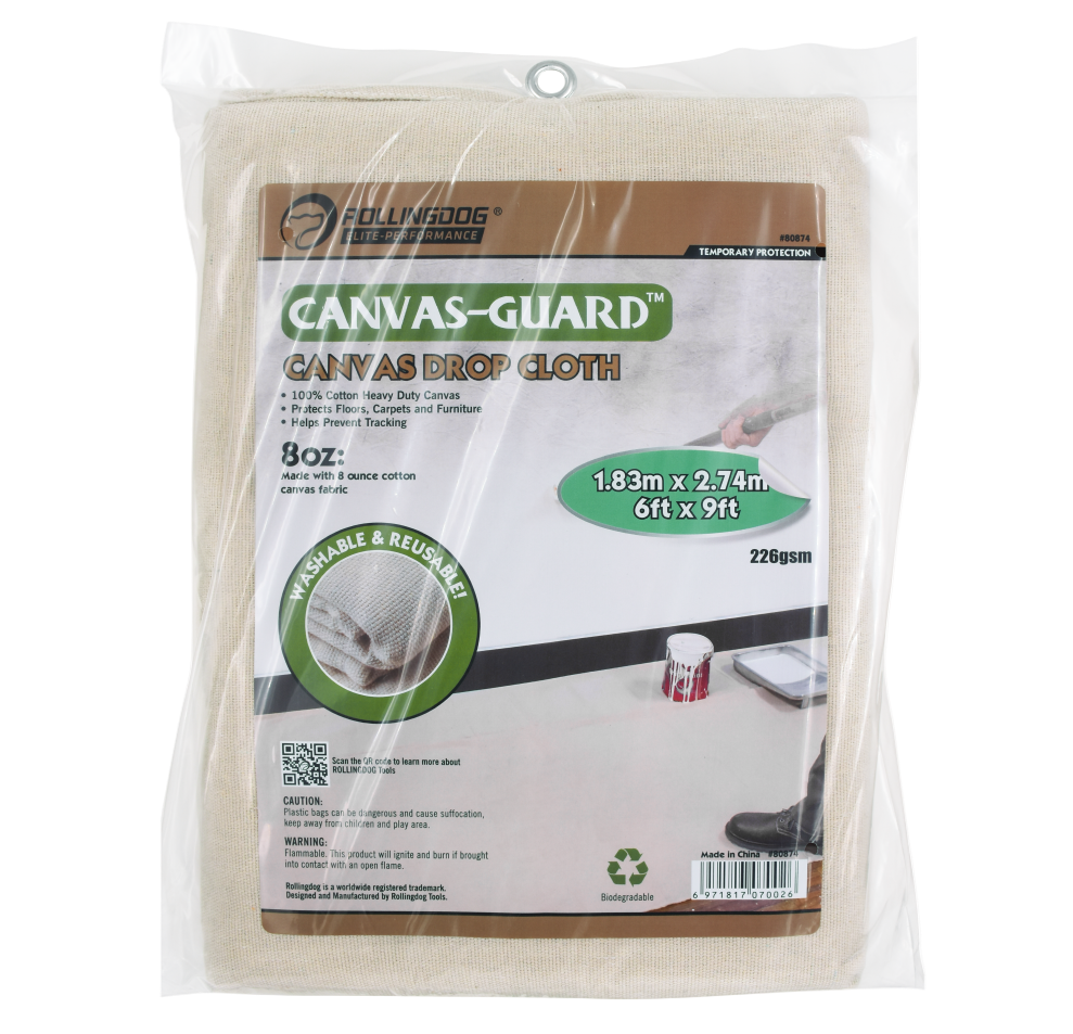 Durable 8oz cotton canvas drop cloth for painting, staining, and remodeling projects