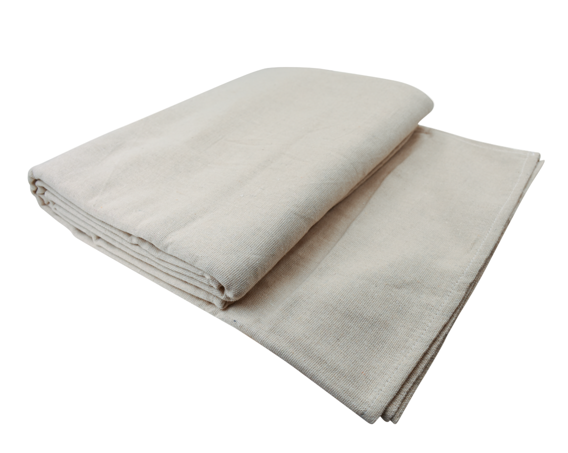 Reusable cotton canvas drop cloth covering furniture during DIY project