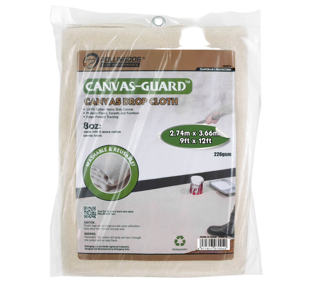 Durable 8oz cotton canvas drop cloth for painting and remodeling projects