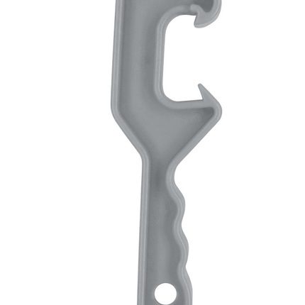 Durable pail opener tool for removing lids from plastic paint buckets