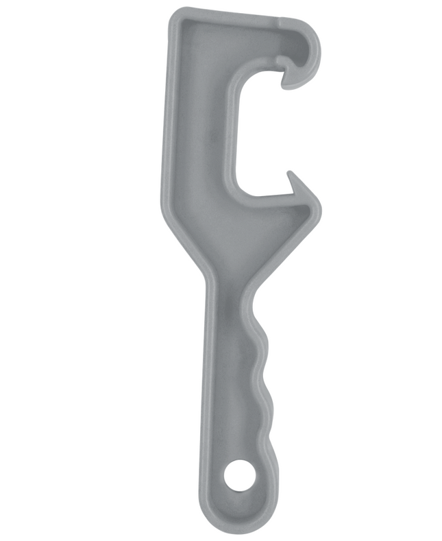 Durable pail opener tool for removing lids from plastic paint buckets