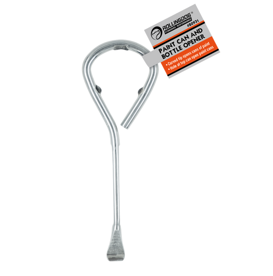 Durable ROLLINGDOG paint can opener with curved tip and bottle opener design