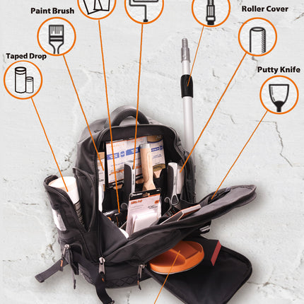 80999-Journeyman Painter's Backpack front view with painting tools