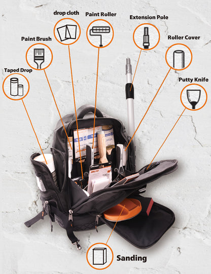 80999-Journeyman Painter's Backpack front view with painting tools
