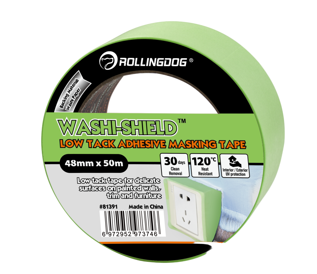Washi paper low tack painter’s tape roll with UV and heat resistance