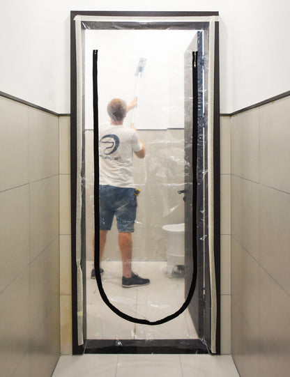 Puerta de plástico con barrera antipolvo y cremallera