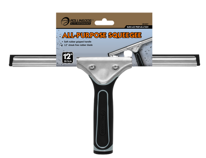 Durable ROLLINGDOG all-purpose squeegee with stainless steel clip