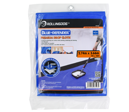 BLUE-DEFENDER™ Premium Drop Cloth - 9' x 12'