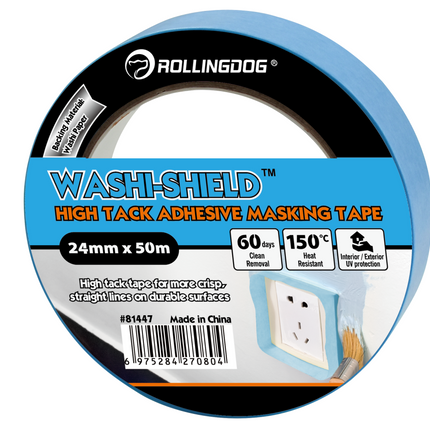 High tack washi paper painter’s tape roll for durable surfaces 1"