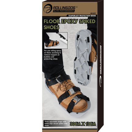 Adjustable strap-on epoxy spiked shoes for flooring applications