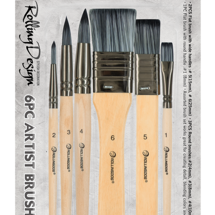 Rolling Dog Artist Brush Set packaging with brushes displayed