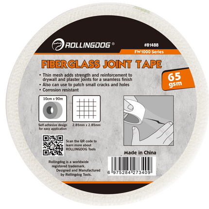 Strong fiberglass mesh texture of ROLLINGDOG 4-inch drywall joint tape