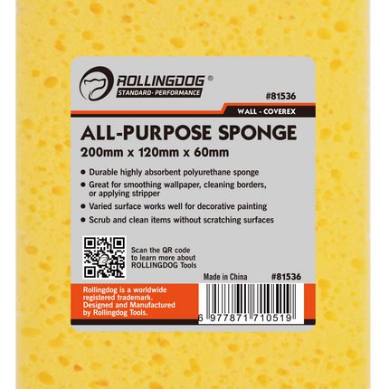 NO TAG 8" All-Purpose Sponge - Polyurethane Cleaning Sponge