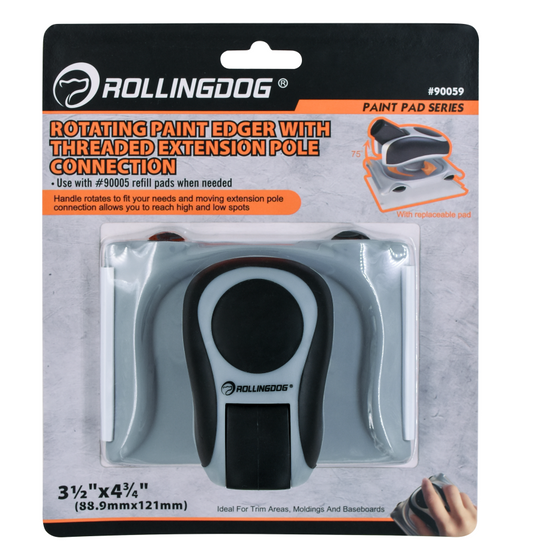Adjustable rotating paint edger with ergonomic handle and guide wheels”