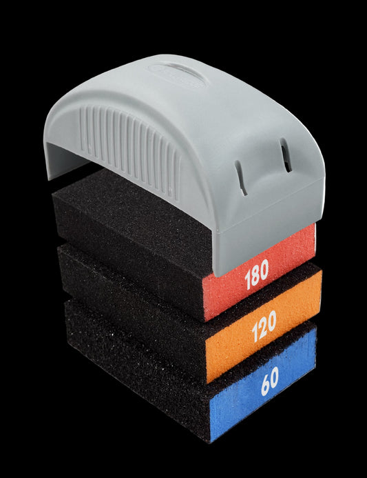90163-4 PC hand sanding block kit with ergonomic grip and 3 sanding sponges