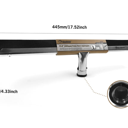 90202-17.5 inch foam floor squeegee with dual closed foam blade showing label showing dimensions1