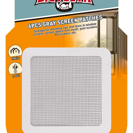 4" Square Screen Repair Patches – 6PC Waterproof Mesh Screen Patches (Gray or White)