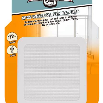 4" Square Screen Repair Patches – 6PC Waterproof Mesh Screen Patches (Gray or White)