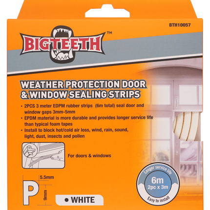 Weather Protection Door & Window Sealing Strips – EPDM Rubber Gap Seal (Multiple Sizes)